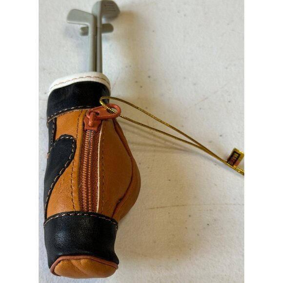 Brown & Black Color Leather/Plastic Golf Club Set Christmas Ornament 6" Tall - Picture 7 of 10
